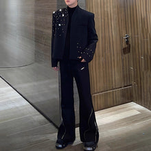 Load image into Gallery viewer, Heavily Beaded Diamond-encrusted Collarless Suit Jacket
