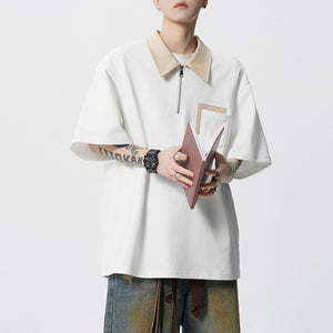 American Retro Polo Collar Loose T-shirt