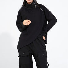 Load image into Gallery viewer, High-neck Side-zip Irregular Loose Top
