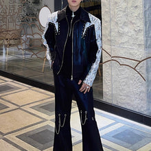 Load image into Gallery viewer, Heavy Rivet Sequin Patchwork Shoulder Pad Jacket
