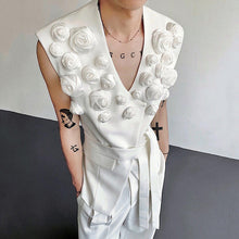 Load image into Gallery viewer, Design Three-dimensional Rose Sleeveless Suit Vest
