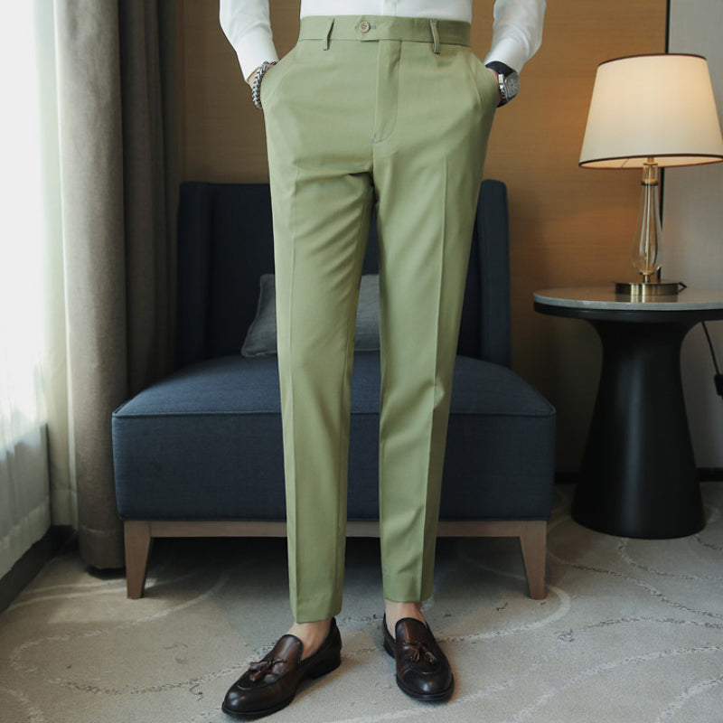 Casual Slim-fit Drape Suit Trousers