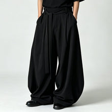 Load image into Gallery viewer, Japanese High-waist Drawstring Straps Wide-leg Casual Pants
