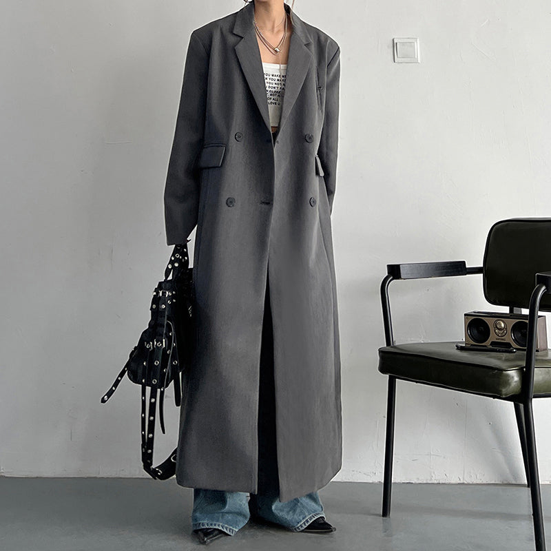 Strong Aura Loose-fitting Drape Suit Trench Coat