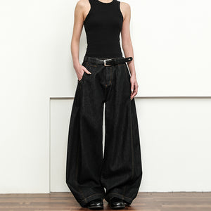 American Retro Casual Scimitar Wide-leg Jeans