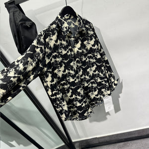 Printed Rhinestone Drape Loose Shirt