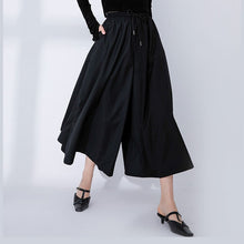 Load image into Gallery viewer, Women's Black High-Waisted Wide-Leg Skirt-Pants

