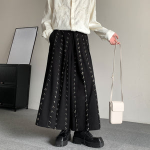 Buttoned Loose Wide-leg Culottes