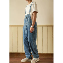Load image into Gallery viewer, Retro Straight-Leg Cargo Denim Overalls
