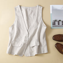 Load image into Gallery viewer, Cotton Linen Vest Sleeveless V-neck Top
