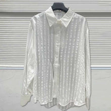 Load image into Gallery viewer, Striped Textured Loose Long-sleeved Shirt
