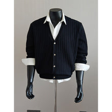 Load image into Gallery viewer, V-neck Striped Knit Cardigan
