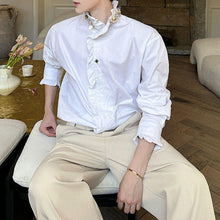 Load image into Gallery viewer, French Diamond Sequin Ruffle Patchwork Shirt
