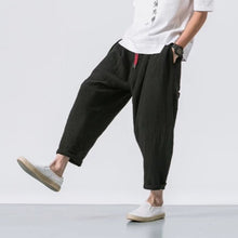 Load image into Gallery viewer, Japanese Casual Cotton and Linen Cropped Harem Pants
