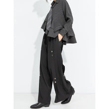 Load image into Gallery viewer, Women's Side Snap Button Draped Wide-leg Trousers
