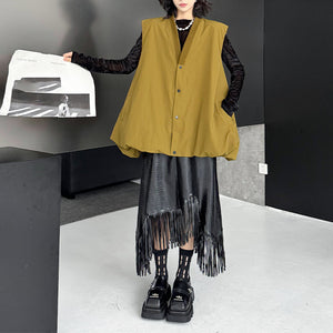 Bud Loose Solid Color V-neck Vest