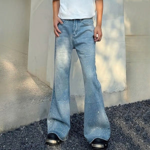 Vintage Diamond Wide-leg Casual Bootcut Jeans