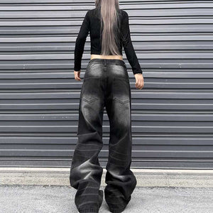 American Washed Distressed Wide-leg Jeans