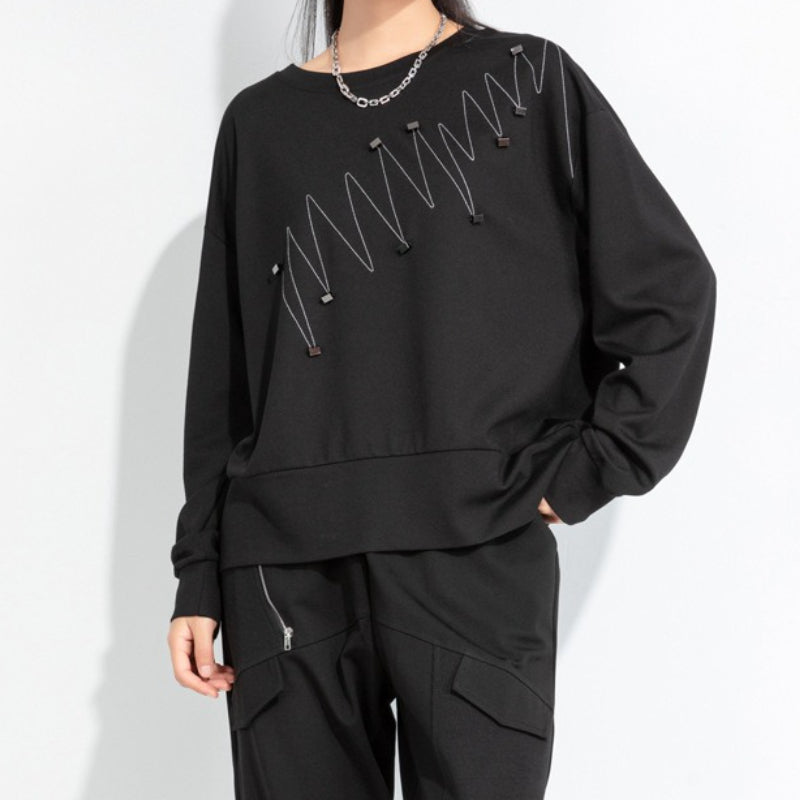 Loose Crew Neck 3D Decorative T-shirt