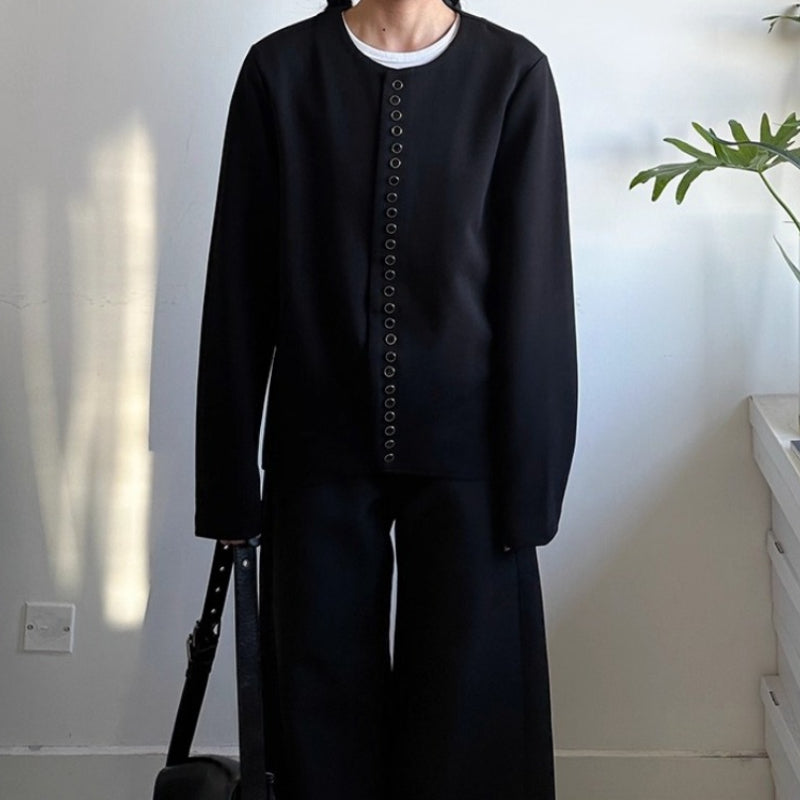 Multi-button Straight Shoulder Loose Casual Cardigan