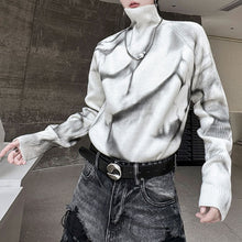 Load image into Gallery viewer, Stand Collar Spray-painted Knitted Sweater
