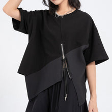 Load image into Gallery viewer, Women‘s Crew Neck Loose Irregular Hem T-shirt
