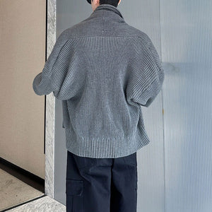 Lapel Button-down Knitted Sweater Coat