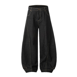 American Retro Inverted Design Embroidered Scimitar Jeans