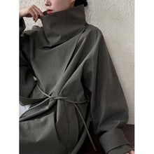 Load image into Gallery viewer, Stand-up Collar Retro Belted Mid-length Loose Coat
