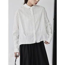 Load image into Gallery viewer, Women's Japanese Vertical Striped Loose Long Sleeve Shirt
