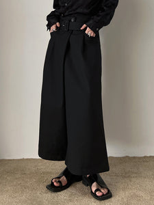 Dark Belt Cropped Wide Leg Pants