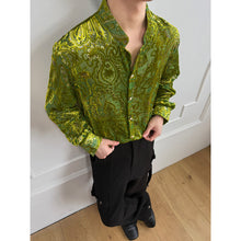 Load image into Gallery viewer, Vintage Floral Printed Velvet Metal Button Long Sleeve Shirt
