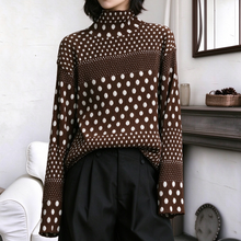 Load image into Gallery viewer, Women’s Ink-wash Polka Dot Turtleneck Pleated Base Layer Top
