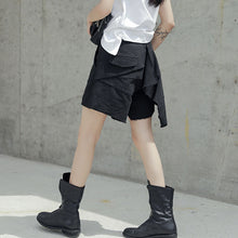 Load image into Gallery viewer, Dark High Waist Cut Edge Shorts
