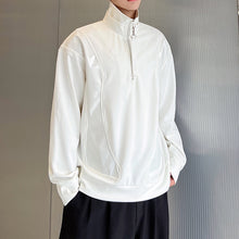 Load image into Gallery viewer, Paneled Leather Turtleneck Zip-up Sweatshirt
