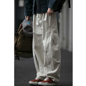 Vintage Double Pleat Wide-leg Drawstring Scimitar Pants