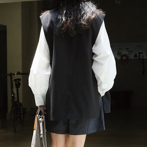 V-neck Oblique Button Loose Suit Vest