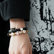 Load image into Gallery viewer, Cat Vintage Wood Carved Beaded Bracelet
