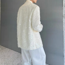 Load image into Gallery viewer, Sequined Lapel Single-button Blazer
