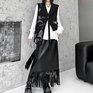 Embroidered Irregular Loose Versatile Vest
