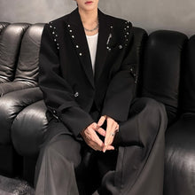 Load image into Gallery viewer, Studded Shoulder Padded Suit Jacket
