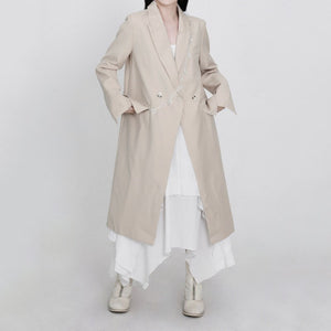 Dark Single-breasted Mid-length Suit Jacket