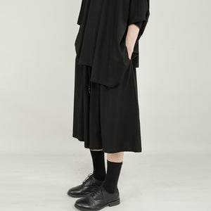 Casual Loose-fitting Wide-leg Cropped Trousers