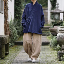 Load image into Gallery viewer, Loose Cotton Cross Front Hanfu Kimono Cardigan
