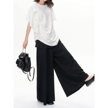 Load image into Gallery viewer, Women's Asymmetric Pleated Hem Draped T-shirt
