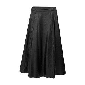 Retro High Waist Black Leather Skirt