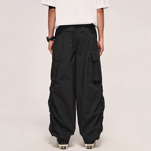 Fine Check Loose Workwear Wide-leg Pants