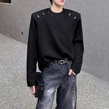 Load image into Gallery viewer, Metallic Embellished Padded Shoulder Pullover T-shirt
