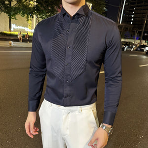 French Wing Collar Slim Fit Dress Shirt