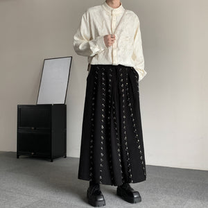Buttoned Loose Wide-leg Culottes